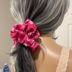 Hair Scrunchie. Multicolor. Mini (Small). Pink Floral. Hair Scrunchies. Bright